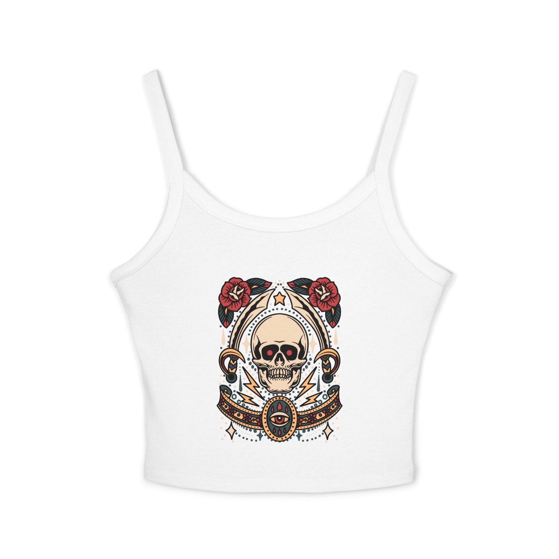 Edgy Floral Skull Tank Top