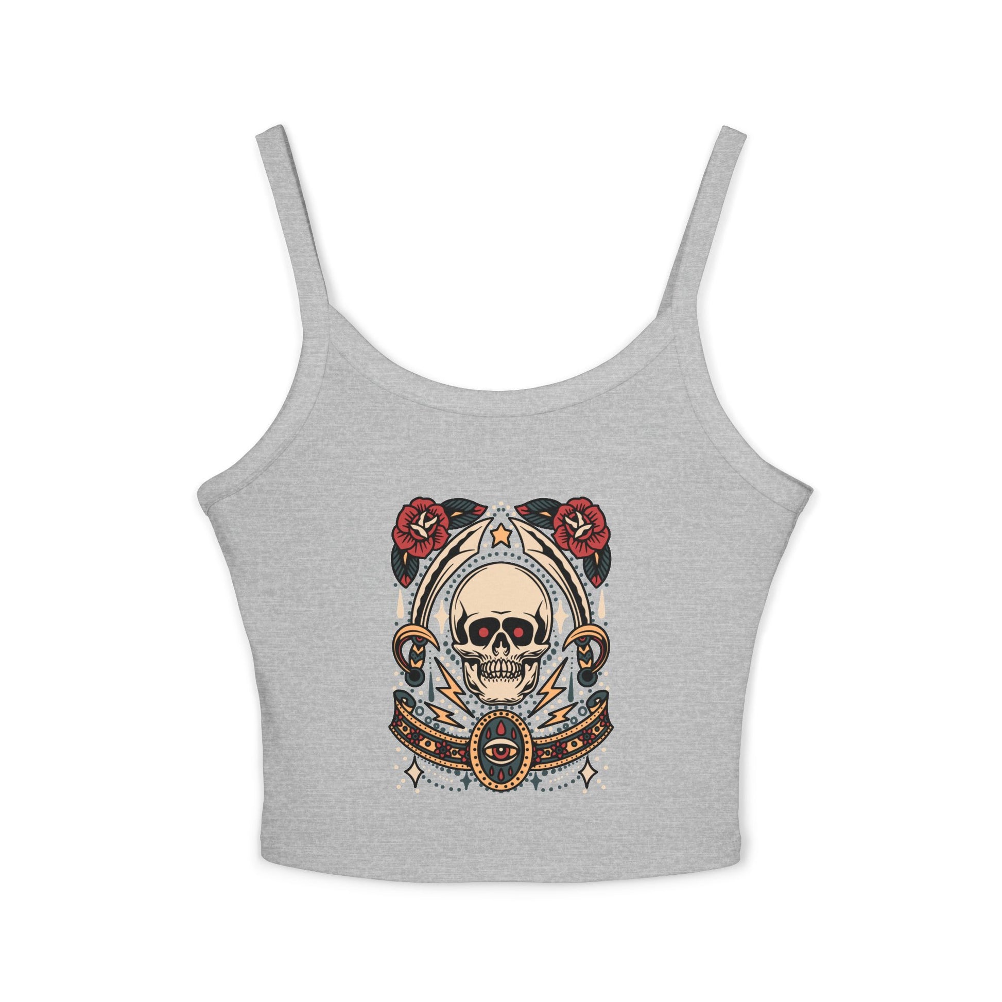 Edgy Floral Skull Tank Top