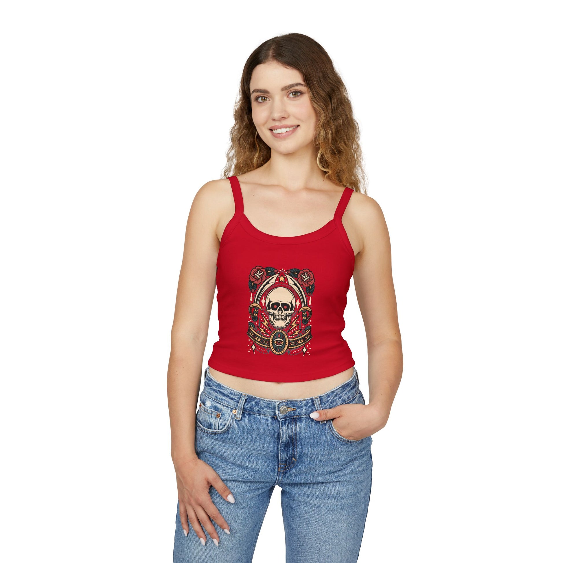 Edgy Floral Skull Tank Top