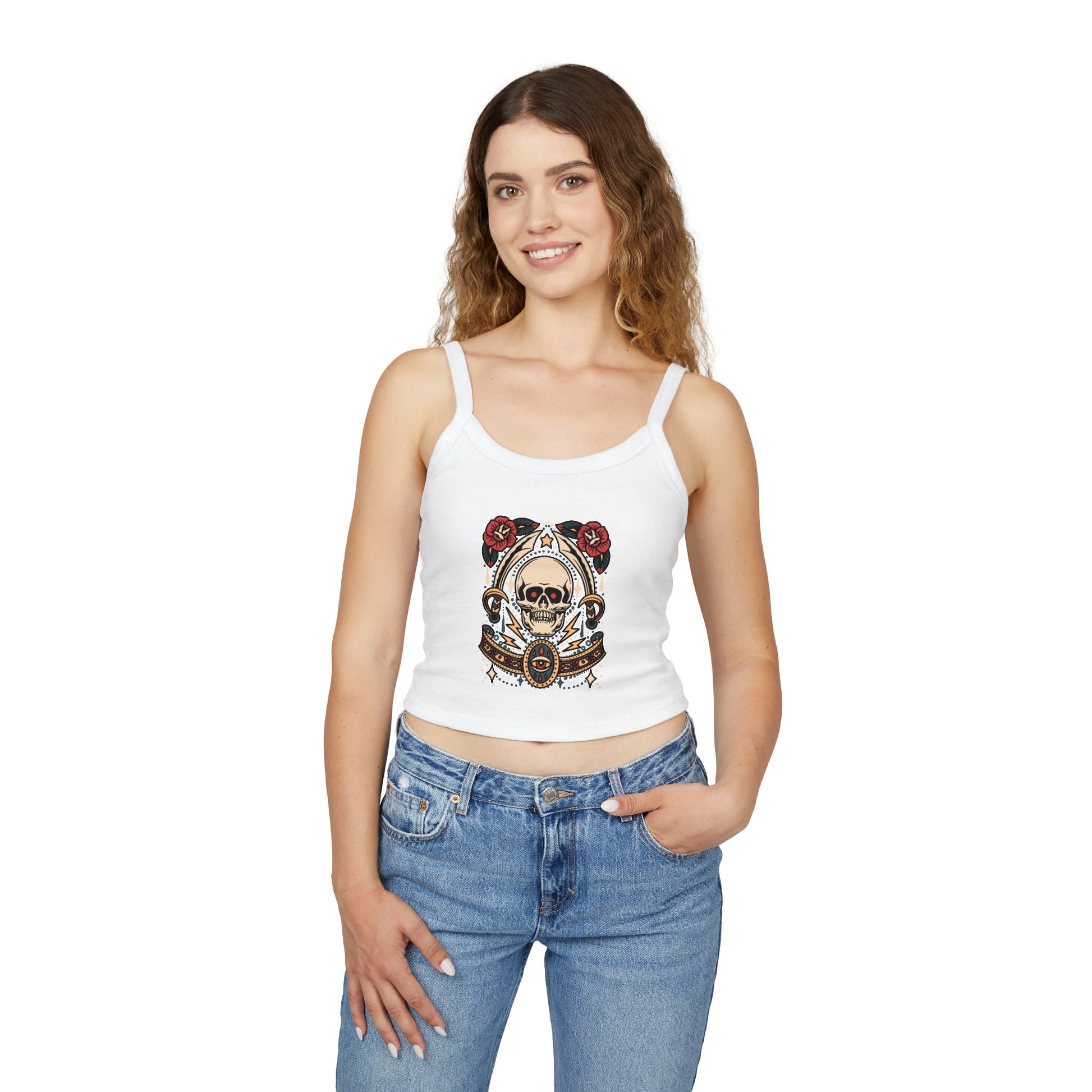 Edgy Floral Skull Tank Top