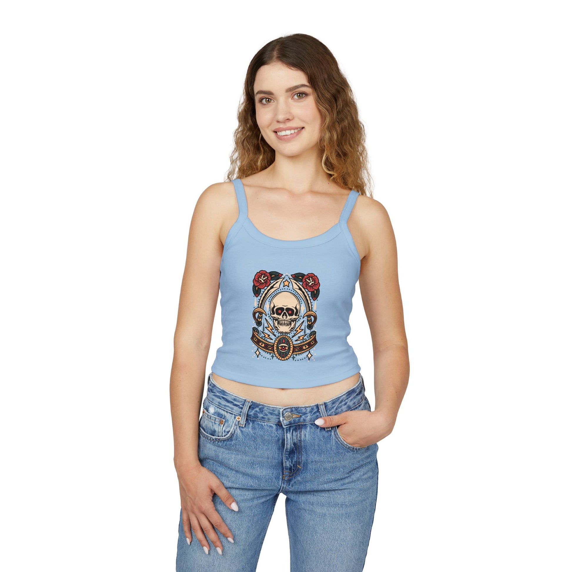Edgy Floral Skull Tank Top