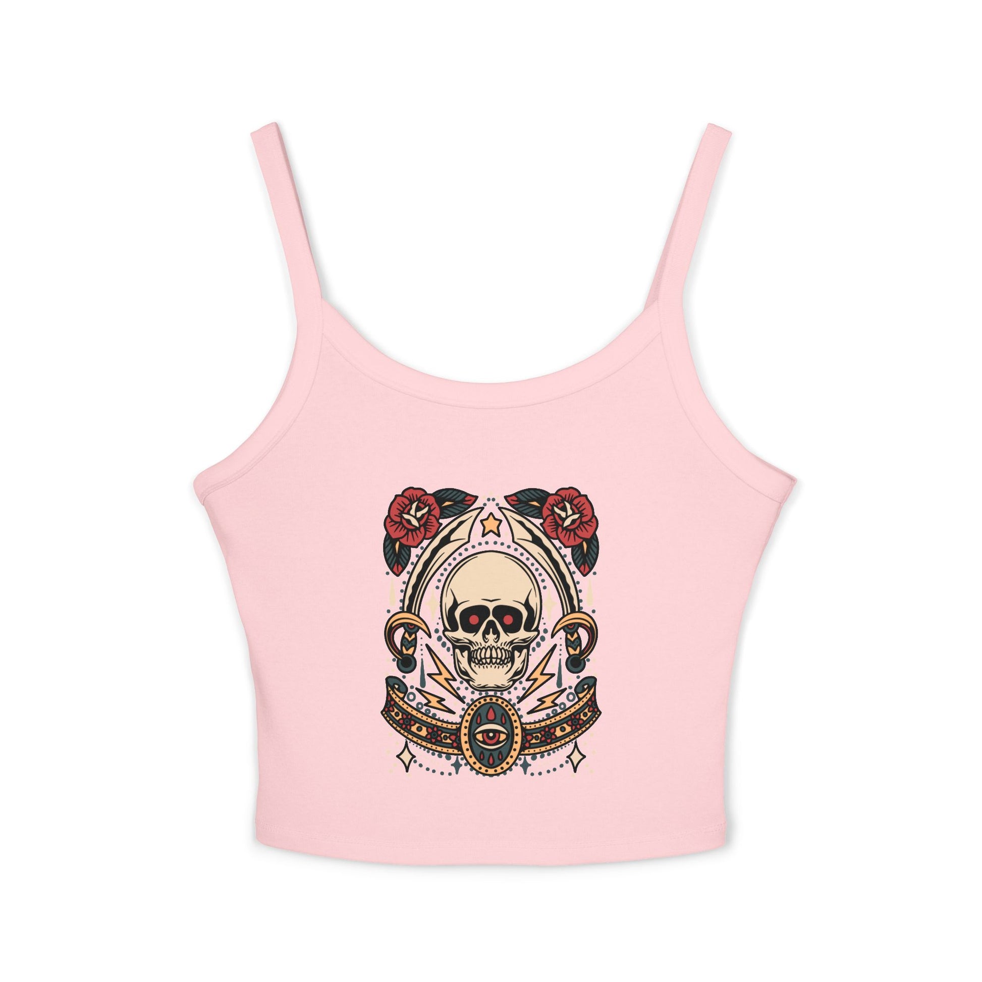 Edgy Floral Skull Tank Top