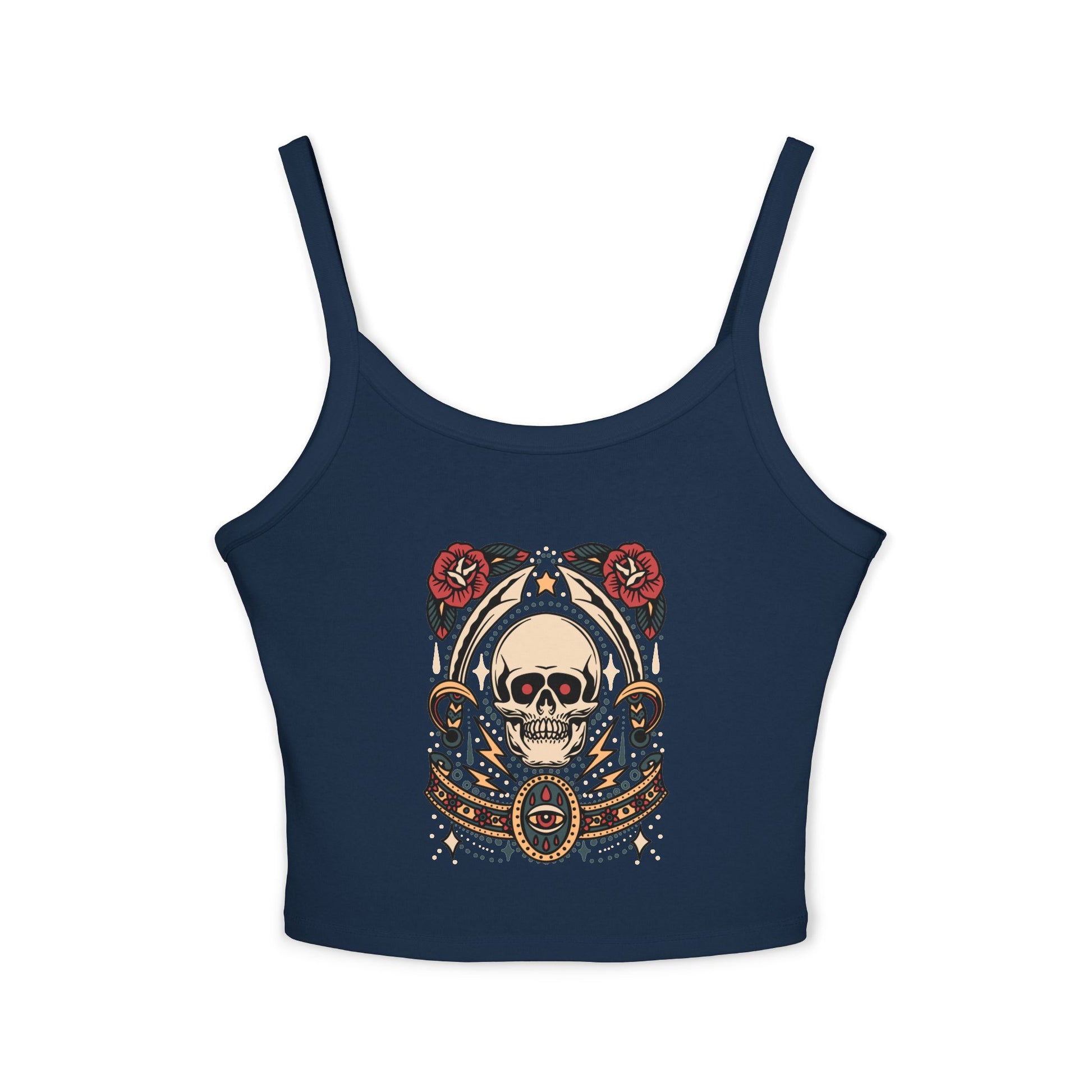 Edgy Floral Skull Tank Top