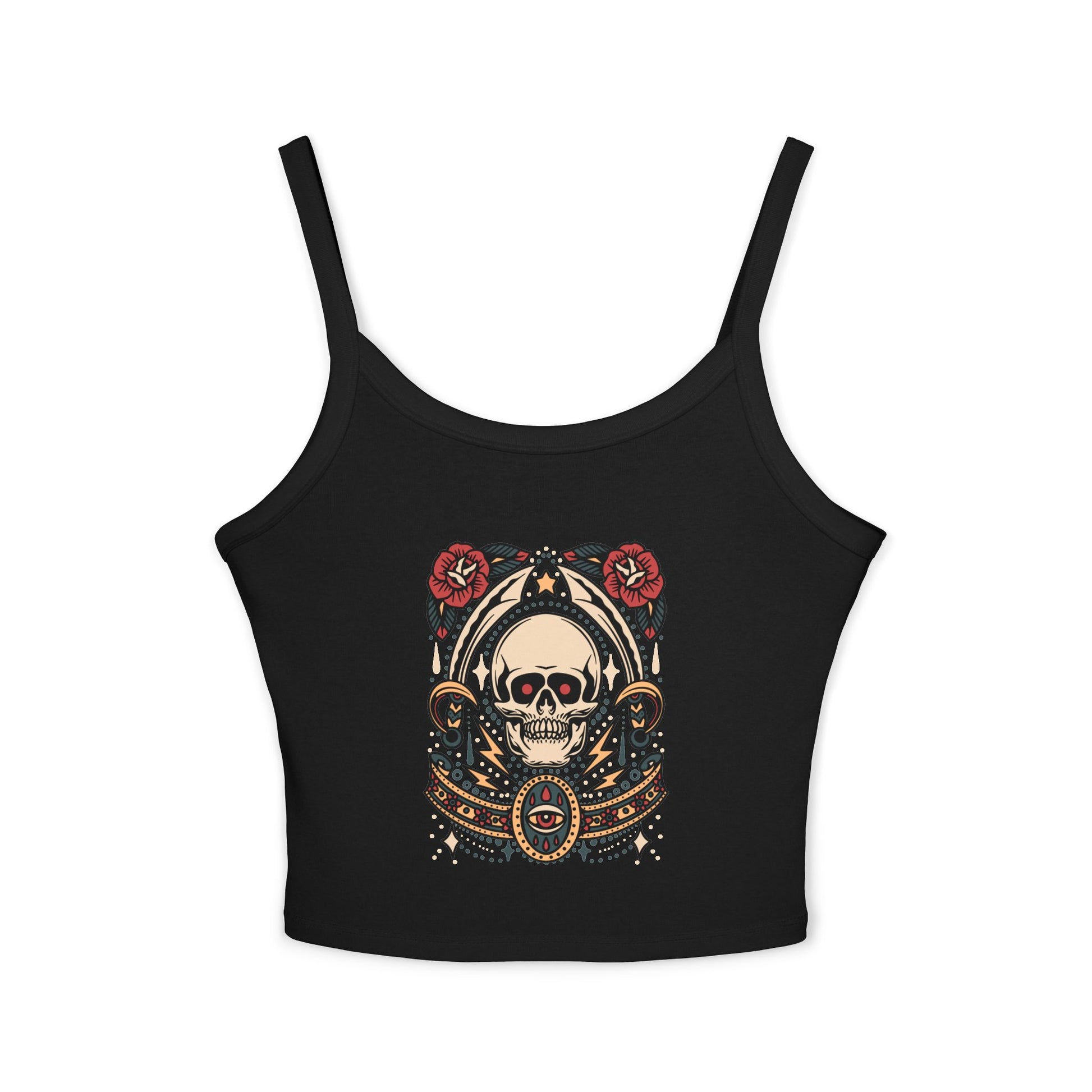 Edgy Floral Skull Tank Top