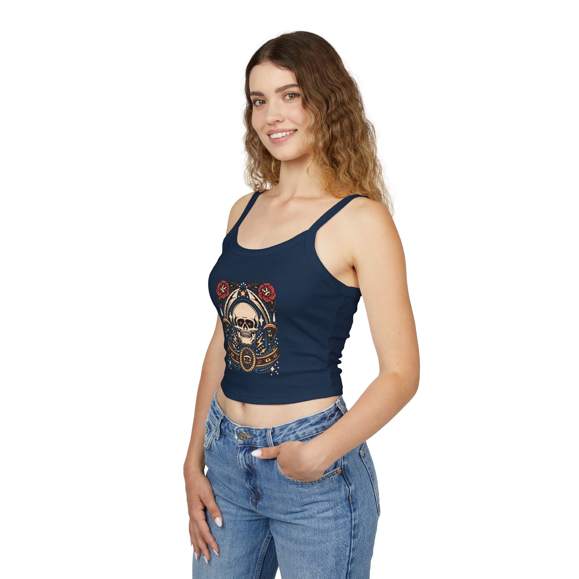 Edgy Floral Skull Tank Top