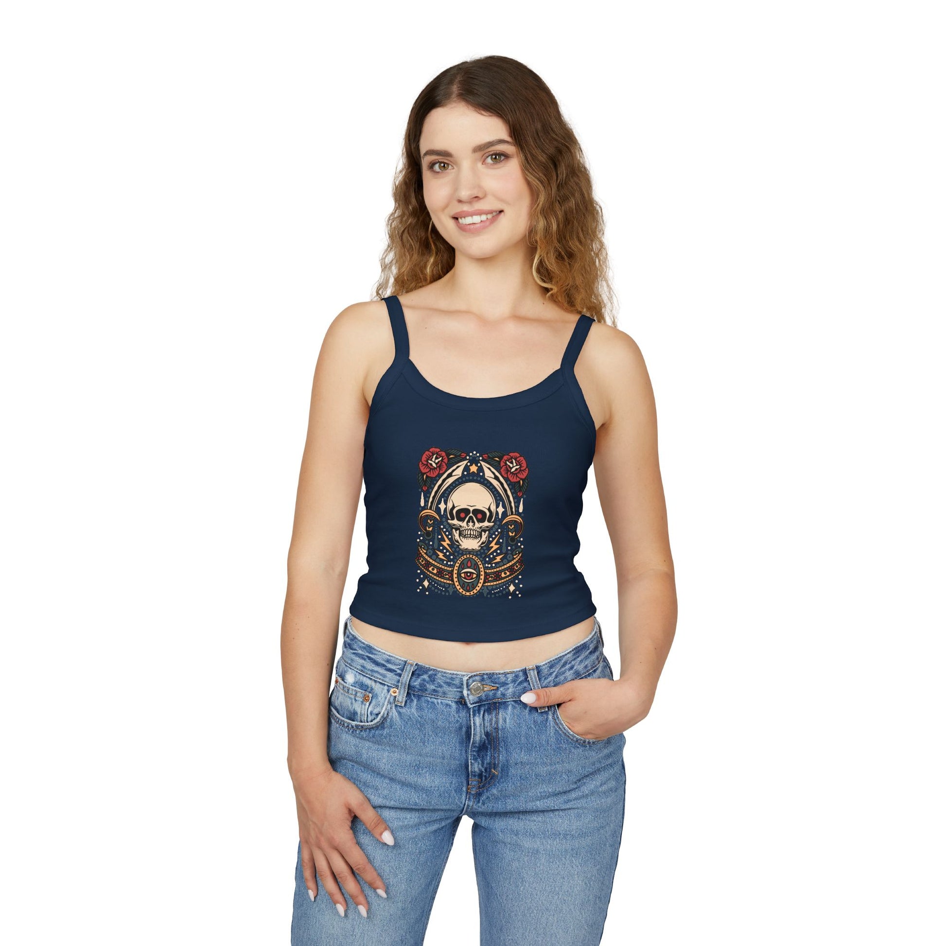 Edgy Floral Skull Tank Top